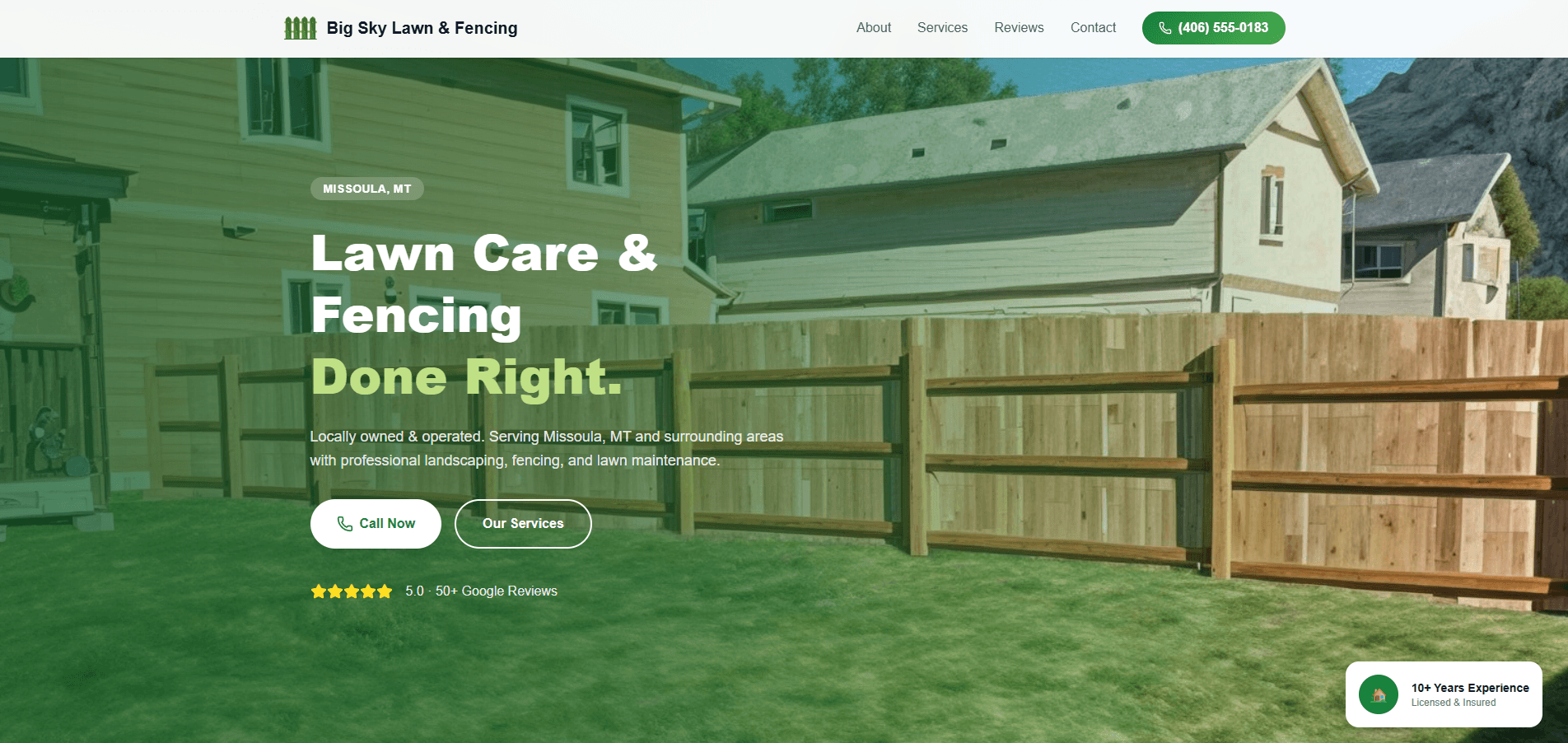 Big Sky Lawn & Fencing website preview